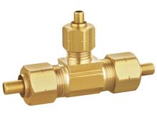 T reductora de compresión de 3 extremos con inserto de latón, HS280-008